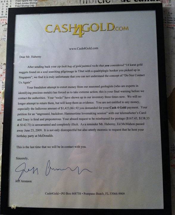 Cash 4 Gold letter